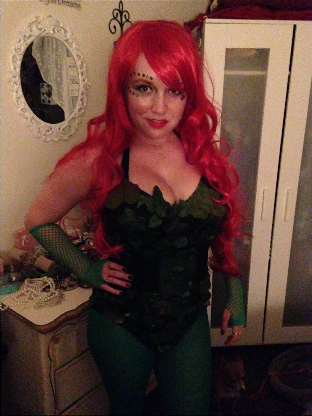 Handmade Poison Ivy Costume | Custom Hand-Stitched Ivy Bodysuit + Tights